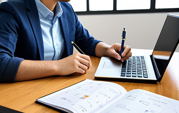 A focused young professional, fully clothed in a modest business casual outfit, sitting at a clean, modern desk. The individual is studying intently for an electrical certification exam. An open textbook on electrical engineering lies beside a laptop displaying an online course. A neatly organized planner and a mobile phone with a study application are also visible on the desk. Their well-formed hands hold a pen, poised to take notes. The setting is a well-lit and tidy home office with a blurred background suggesting a comfortable yet professional study environment. Professional photography style, high quality, perfect anatomy, correct proportions, natural pose, well-formed hands, proper finger count, natural body proportions. safe for work, appropriate content, fully clothed, professional, modest, family-friendly.